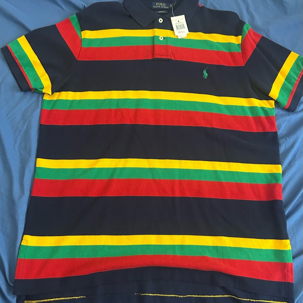 Ralph Lauren Custom Fit Polo in Navy and Yellow